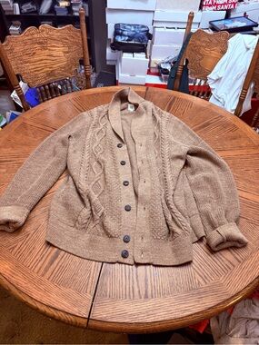 GAP Men's Shawl Collar Cable Knit Cardigan - Brown